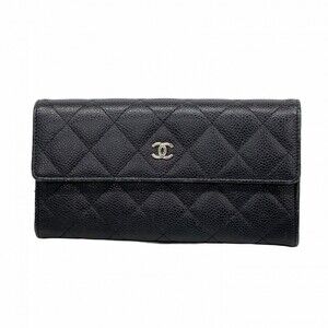 CHANEL Authentic Black Caviar Leather Wallet